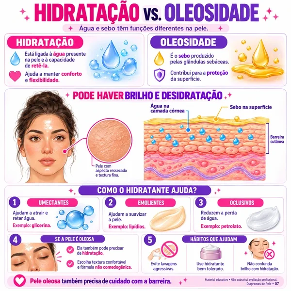 Hidratação vs Oleosidade na Pele
